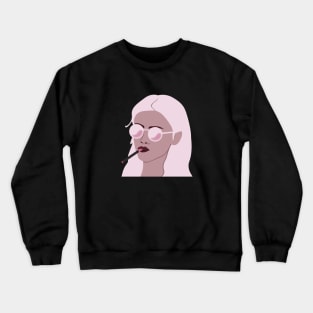 Badass Girl Smoking Pink Cigar Crewneck Sweatshirt